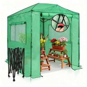 7.8x5.9 FT Walk-in Greenhouse, Instant Pop-up Greenhouse with Roll-Up Zippered Door & Side Windows, Indoor Outdoor Plant House for Garden Backyard - 1 of 4
