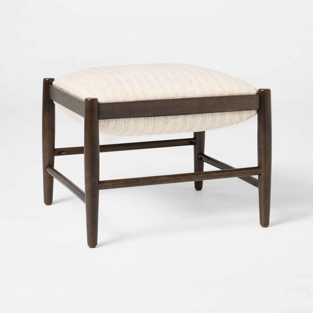 Photos - Pouffe / Bench Wood Frame Pillow Top Ottoman Cream (FA) - Threshold™ designed with Studio