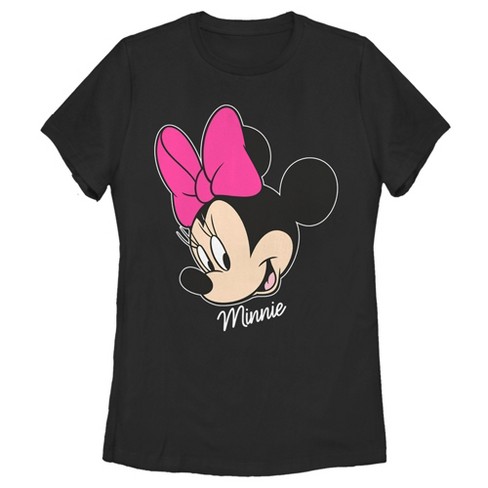 Women s Mickey Friends Minnie Mouse Big Face T shirt Target