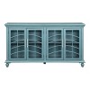 Treasure Trove Accents 4 Door Credenza Tahoe Blue: Glass Inlay, Turned Bun Feet, Media Storage - 2 of 4