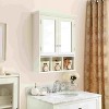 Lirago White Bathroom Storage Cabinet with Mirror 2 Doors 3 Baskets Wall Mounted 30.25"H x 24.75"W x 7.5"D - 3 of 4