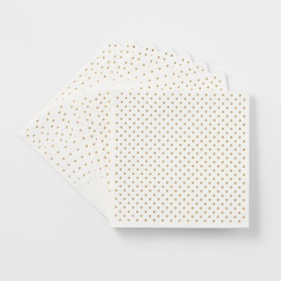 20ct Dinner Disposable Napkin Gold Dots - Wondershop™