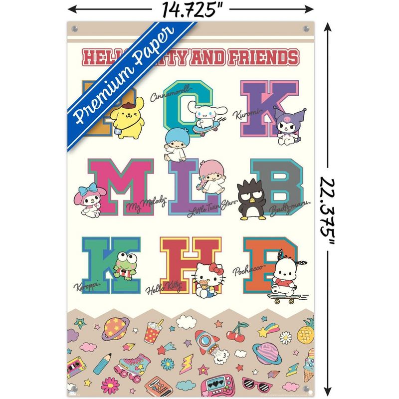 Trends International Hello Kitty and Friends: 24 College Letter - Group Unframed Wall Poster Prints, 3 of 7