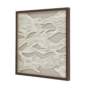 24"x24" Abstract Paper & Linen Wall Decor, Distressed Wood Frame - A&B Home: Polyester, Art Deco Style - 1 of 4
