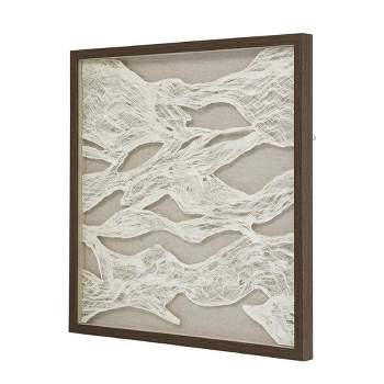 24"x24" Abstract Paper and Linen Framed Wall Decor White/Brown - A&B Home