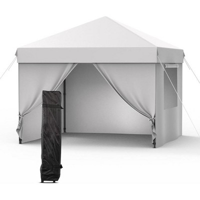 10'x10' Pop Up Canopy Tent with 4 Sidewalls, Portable Outdoor Canopy with Roller Bag