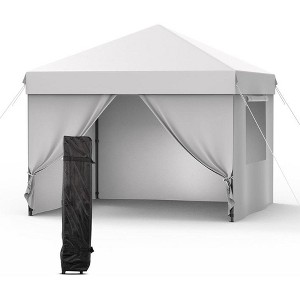 10'x10' Pop Up Canopy Tent with 4 Sidewalls, Portable Outdoor Canopy with Roller Bag - 1 of 4