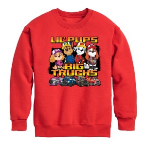 Boys' - Paw Patrol - Lil Pups Big Trucks Graphic Long Sleeve Fleece Sweatshirt - 1 of 4