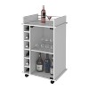 Vynxaria Bar Serving Carts, White Two-Tier Cabinet with Glass Door and Six Cubbies - 4 of 4