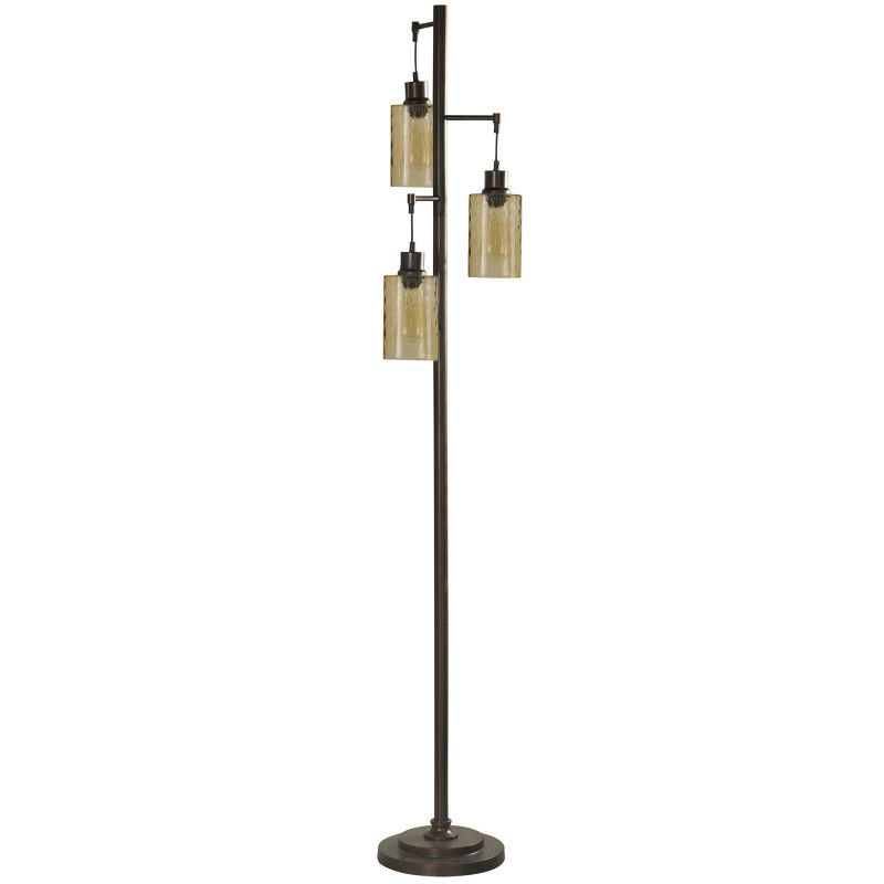 3 Head Bronze Floor Lamp with Dimpled Glass Shades  - StyleCraft, 3 of 10