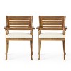 Outdoor Hermosa Acacia Wood Dining Chairs (Set of 2) - Water-Resistant Cushions, 400lb Capacity, Teak Finish-- Frevyn - 3 of 4