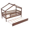 NicBex Twin Size Bunk Bed Classic House Shape Loft Bed Draggable Design Pine Bed Frame with Wheels and Guardrails, No Box Spring Required - 3 of 4