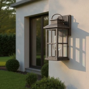 Urban Ambiance Luxury Transitional Outdoor Wall Sconce 14.25''H x 6''W,  Aged Pewter Finish,  Anaheim Collection, UHP1295 - 1 of 4