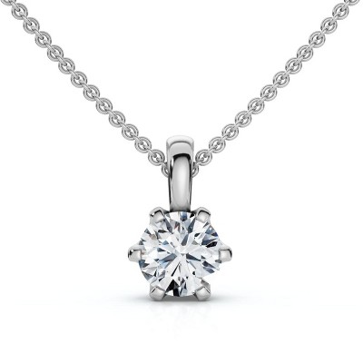 Pompeii3 1/4Ct Round Solitaire Brilliant Cut Lab Created Diamond Pendant 18" Necklace EF/VS