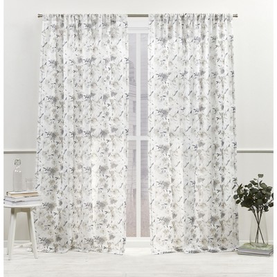 Nicole Miller Hattie Light Filtering, Semi Sheer Rod Pocket Curtain ...