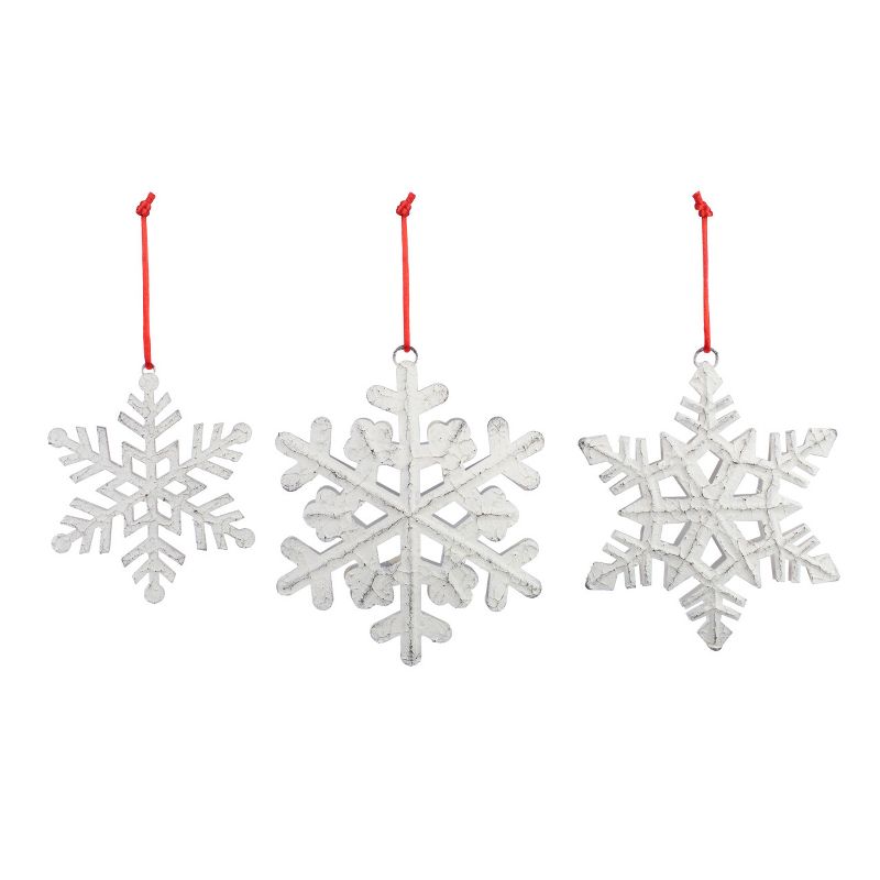 DEMDACO Metal Distressed Snowflake Ornaments - Set of 3, 1 of 2