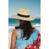 Anna-Kaci Wide Brim Straw Fedora Sun Hat with Black Band Lightweight Packable Summer Panama Hat for UV Protection - 3 of 4