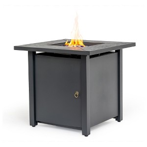 30" Propane Gas Fire Pit Table, 50000 BTU Square Steel Fire Pit for Outside Patio Deck Garden Backyard-Black - 1 of 4