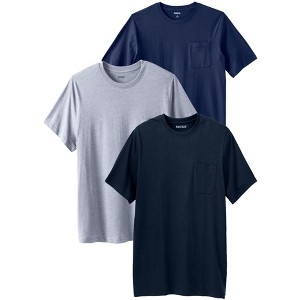 KingSize Men's Big & Tall 3-Pack Longer Length Pocket Crewneck - 1 of 2