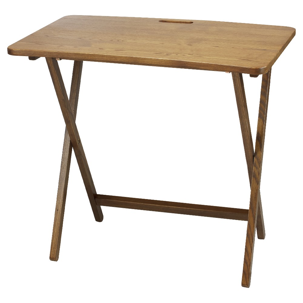 Photos - Dining Table Folding Table with Solid American Gum Wood Red Oak - Flora Home: Portable TV Tray, No Assembly Required