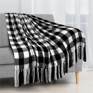 PAVILIA Chenille Throw Blanket with Woven Knitted Tassel Fringe for Couch, Living Room Decor and Bed - 1 of 4