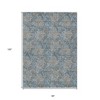 Blue Gray And Silver Floral Washable Indoor Outdoor Area Rug - 3 of 4