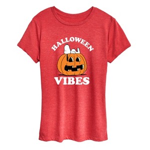 Women's - Peanuts - Halloween Vibes Short Sleeve Graphic T-Shirt - 1 of 4