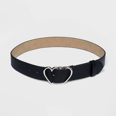 Women's Fable Double Heart Buckle Belt - Wild Fable™ Black XS