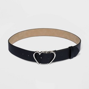 Women's Fable Double Heart Metal Buckle Belt - Wild Fable™ Black - 1 of 2