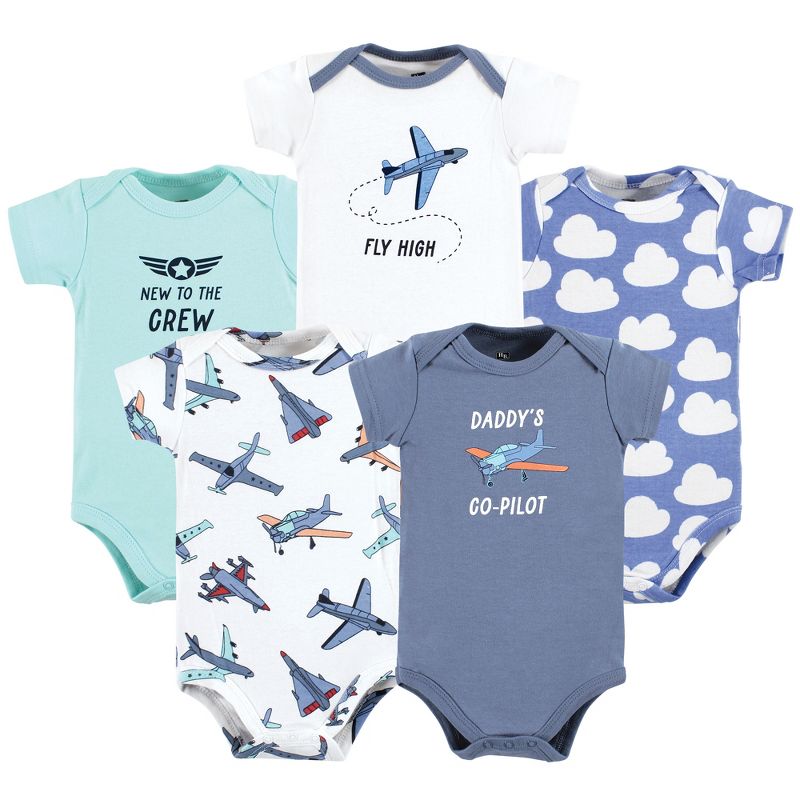 Hudson Baby Cotton Bodysuits, Fly High, 1 of 8