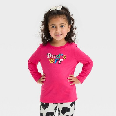 Image of Toddler Girls' Long Sleeve Dad's BFF Graphic T-Shirt - Cat & Jack™ Pink 4T