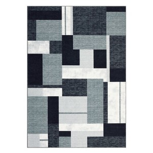 Area Rug with Rubber Backing Machine Washable Rug Modern Geometric Low Pile Rugs Foldable Stain Resistant Indoor Carpet for Living Room Bedroom - 1 of 4