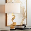 Possini Euro Design Modern Table Lamp 28 3/4" Tall Gold Sculptural Frame White Drum Shade for Living Room Bedroom House Nightstand - 2 of 4