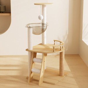 Modern Cat Tower with Acrylic Hammock & Sisal Scratching Posts, 41.3'' Cat Tree for Indoor Cats-3irtyhousy - 1 of 4