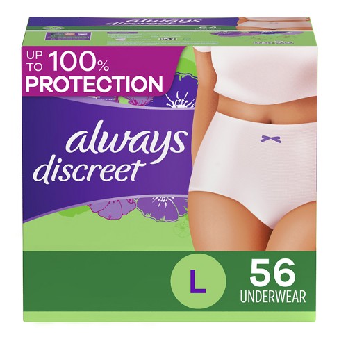 Always Discreet Incontinence & Postpartum Incontinence Underwear For Women  - Maximum Absorbency - Large - 56ct : Target