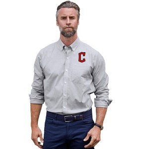 Cleveland Guardians1 Cutter & Buck Stretch Oxford Stripe Mens Big and Tall Long Sleeve Dress Shirt - 1 of 1