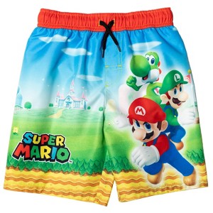 SUPER MARIO Nintendo Mario Luigi Yoshi Toddler Boys Swim Trunks Multicolor 4T - 1 of 4