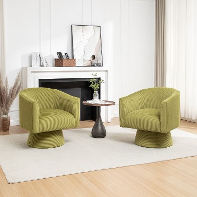 SEYNAR Mid Century Modern Velvet 360 Degree Swivel Accent Chair Set of 2