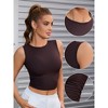 INSPIRE CHIC Women's Sleeveless Ribbed Waist-Cinched Workout Tank Top with Dual Side Pleats - 3 of 4