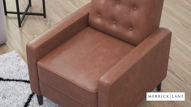 Merrick Lane Darcy Recliner Chair Mid-Century Modern Tufted Upholstery Ergonomic Push Back Living Room Recliner, 2 of 14, play video