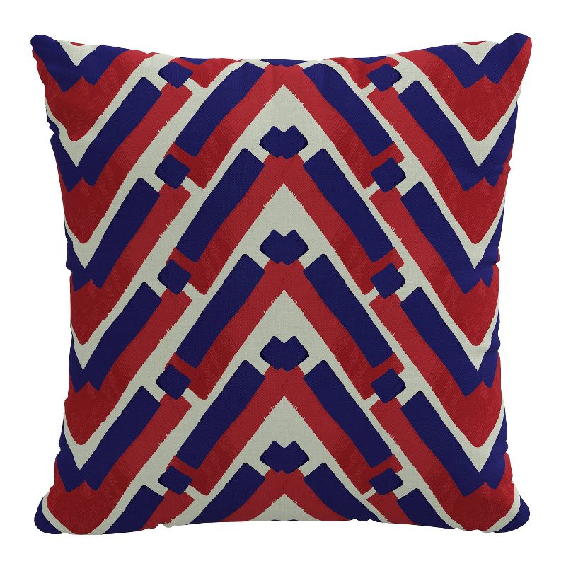 18&#34;x18&#34; Polyester Chevron Stroke Liberty Square Throw Pillow Red/Blue - Skyline Furniture, 1 of 6