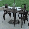 Emma and Oliver Indoor/Outdoor Dining Table with Umbrella Hole, 36" Square All Weather Poly Resin Top and Steel Base - 3 of 4