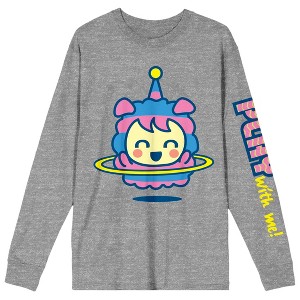 Tamagotchi Sheep Play With Me Crew Neck Long Sleeve Gray Heather Adult Tee - 1 of 3