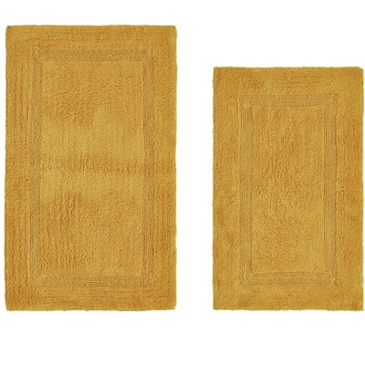 Lux Premium 100% Cotton Tufted Solid Reversible 2 PC Bath Rug Set – Ultra-Soft, Water-Absorbent, Durable, Machine Washable Bathroom Rug