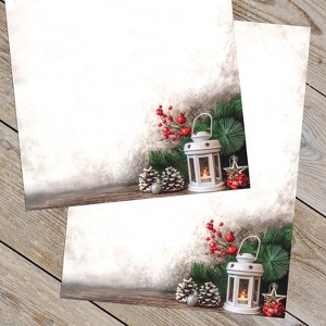 Great Papers Lantern Greetings with Candle and Pine Christmas Letterhead Multicolor 50/Pack - 1 of 4