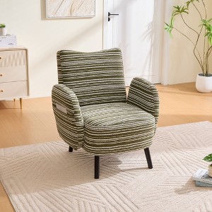 Upholstered Accent Chair Modern Armchair Cozy Reading Chair with Ergonomic Backrest & Storage Pocket - ModernLuxe - 1 of 4