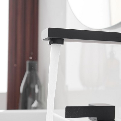 Matte Black Widespread Double Handle Bathroom Faucet with Drain Kit