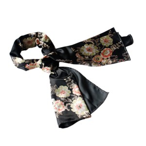 Slickblue Luxurious Black Floral Silk Scarf - Soft, Lightweight Women’s Shawl with Stunning Floral Pattern, 2 Size Options - 1 of 4