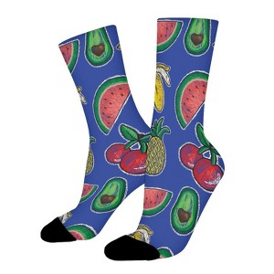 Vintage Fruits Pineapple Watermelon Women Printed Crew Socks Funny Funky Socks Soft Polyester Novelty Gifts for Artists Men - 1 of 4