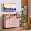 "39" Modern Fabric Dresser TV Stand w/ Charging Station, 5-Drawer Chest for Bedroom, Living Room, Hallway - 2 of 4